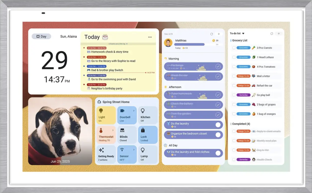 Apolosign Digital Calendar Review showing a smart family calendar display on the wall