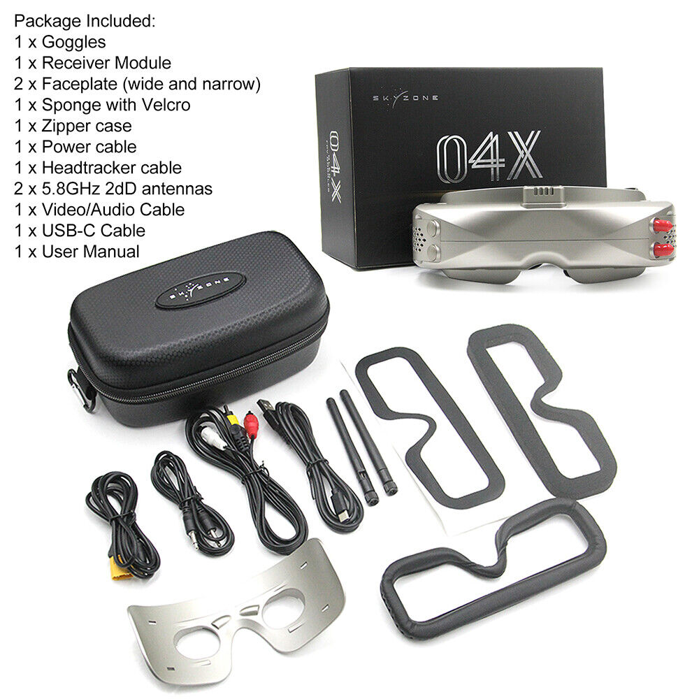 SKYZONE SKY04X goggles package contents