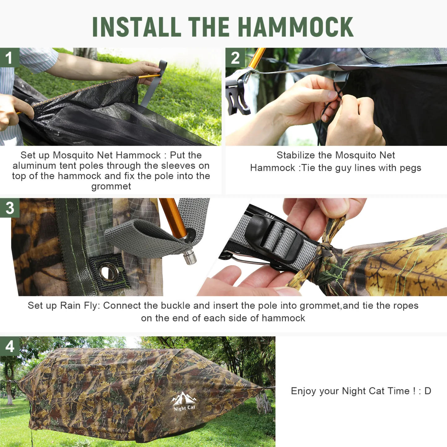 Night Cat hammock tent installation instructions