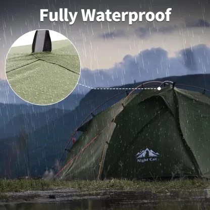 Night Cat 2 Person Tent in heavy rain