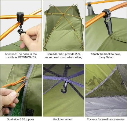 Night Cat 2 Person Tent setup details and interior features